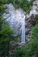 Waterfall Wildensteiner Wasserfall on mountain Hochobir in Gallicia, Carinthia, Austria