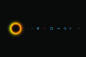 Futuristic theme planets in the solar system illustration