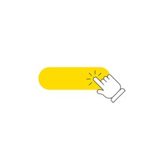 Click here button with hand pointer clicking. Vector illustration.