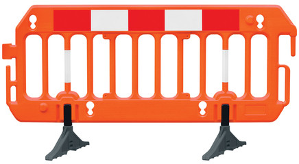 Obstacle detour road barrier fence roadworks barricade orange red white luminescent stop signal...