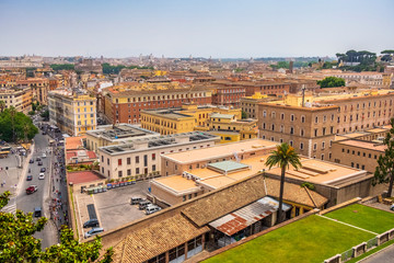 Rome, Italy - Panoramic view of the Rome city center seen from the Vatican Hill of the Vatican City...