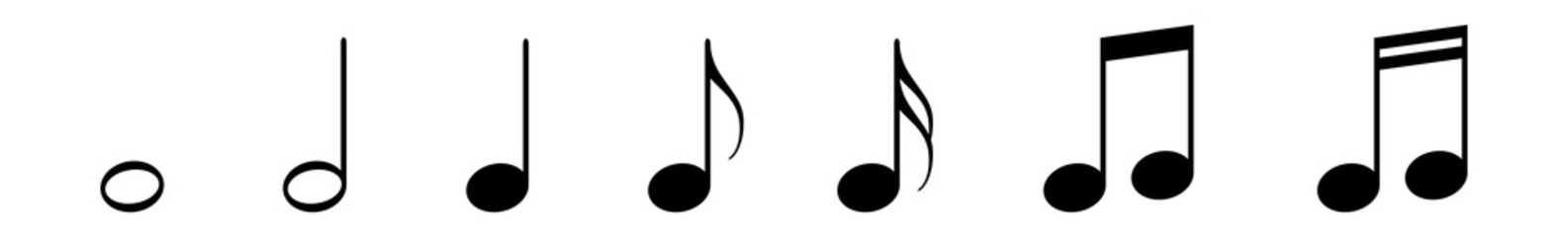 Music Notes Icon Black | Note Illustration | Tone Symbol | Sound Logo | Musical Sign | Isolated | Variations