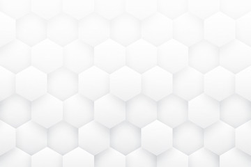 White 3D Hexagons Minimalist Abstract Background. Science Technology Three Dimensional Hexagonal Blocks Structure Light Conceptual Wallpaper High Definition. Tech Clear Blank Subtle Textured Backdrop
