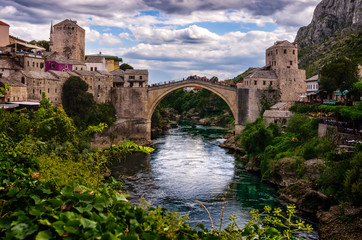 Fototapeta na wymiar Stari most and Mostar old town