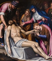 Milan, Italy. 2017/11/25. The painting of the Pietà (1584) by Simone Peterzano (c. 1535–1599)....