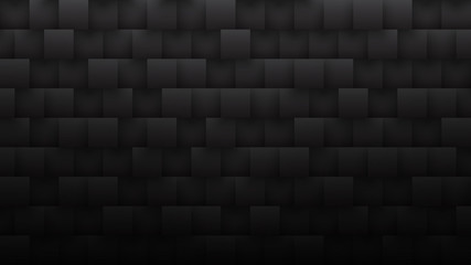 Dark Gray Rendered 3D Squares Tech Minimalist Black Abstract Background. Science Conceptual Technology Three Dimensional Tetragonal Blocks Structure Darkness Wallpaper Ultra Quality. Blank Backdrop