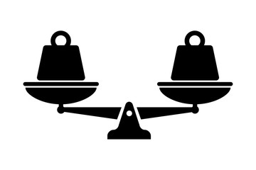 Scale vector isolated icon. Symbol weight balance. Heavy kettle bell. Heavy equipment. Food silhouette icon.