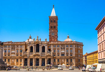 Rome, Italy - Papal Basilica of St. Mary Major - Basilica Papale di Santa Maria Maggiore - on the Esquiline hill in the historic Rome - obrazy, fototapety, plakaty