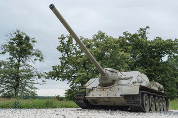 Historical tank with cloudy background