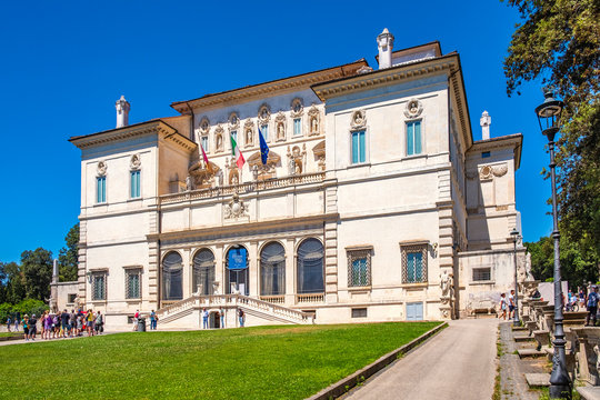 Rome, Italy - Borghese Museum and Gallery - Galleria Borghese - art gallery  within the Villa Borghese park complex in the historic quarter Pinciano in Rome