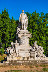 Rome, Italy - Wolfgang Goethe monument by Valentino Casali at the Piazza di Siena square within the Villa Borghese park complex in the historic quarter Pinciano in Rome