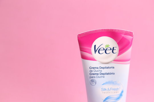 Zaragoza January 23, 2020, Veet brand depilatory cream bottle