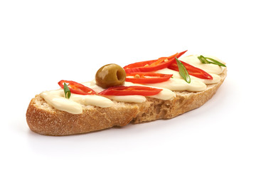 Processed cheese sandwich, Soft cheese, isolated on white background