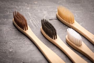 Ecological bamboo toothbrushes. Plastic zero