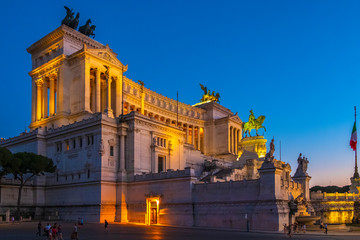 Rome, Italy - Evening view of the Victor Emmanuel II National Monument, known also as Altare della...
