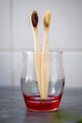 Ecological bamboo toothbrushes. Plastic zero