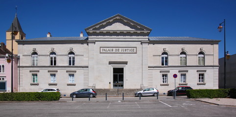 Neoclassical facade of the court building in Lons-le-Saunier, Jura in France