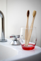 Ecological bamboo toothbrushes. Plastic zero