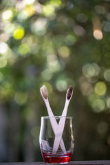 Ecological bamboo toothbrushes. Plastic zero