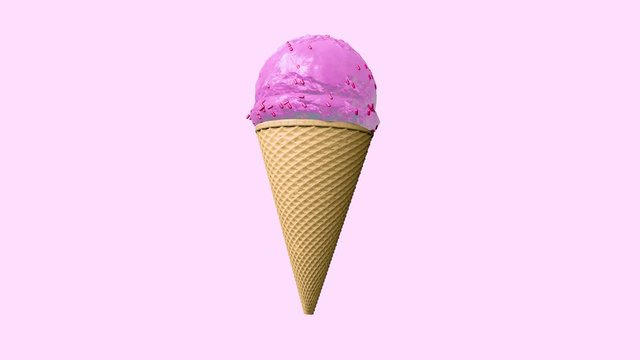 3D animation - Ice cream cone rotating with different colors and flavors