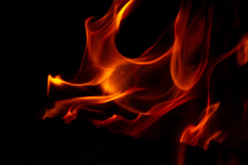 Bonfire outdoors in the evening