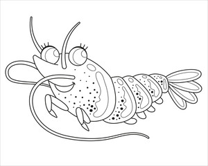 Coloring page cute funny shrimp