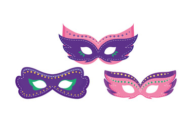 Isolated mardi gras masks vector design