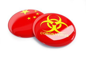 Coronavirus in China on a white background 3D illustration, 3D rendering