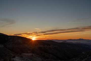 sunset in mountains