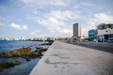 Landscape views by the water in Havana, Cuba. 