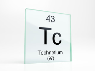 Fototapeta premium Technetium element symbol from periodic table on glass icon - realistic 3D render