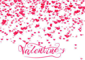 Fototapeta na wymiar Hearts background, Valentine Day falling heart pink confetti