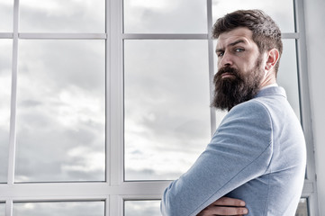 Right decision. Wedding morning concept. Life choices and expectations. Wedding day. Groom bearded...