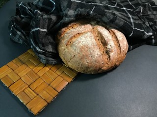 fragrant bread and black and white burlap