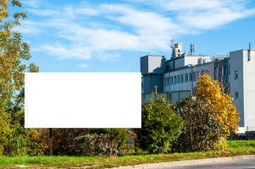 Advertising billboard mockup in the front of the office building