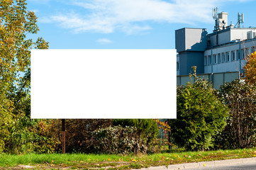 Advertising billboard mockup in the front of the office building