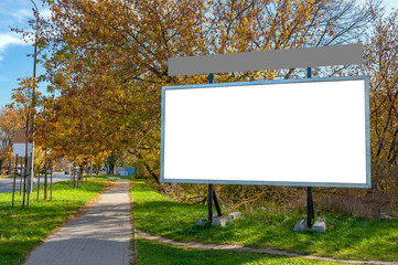 Advertising billboard mockup near the sidewalk - obrazy, fototapety, plakaty
