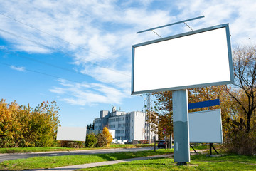 Advertising billboard mockup in the front of the office building