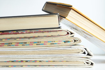 Newspapers and Books. Magazines, Journals and Business Literature. Concept for News and Information  