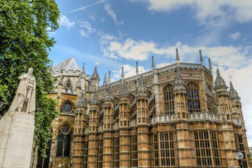 Exterior of Westminster Abbey in London UK