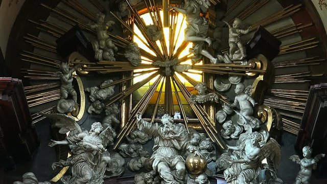 The interiors of the temple in Prague. 