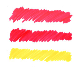 abstract red and yellow markers lines on white background, line for text, art soft for logo for stories texture