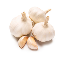 Fresh garlic on white background