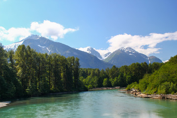 Idyllic river in Canada: Wonderful Skeena River in British Columbia