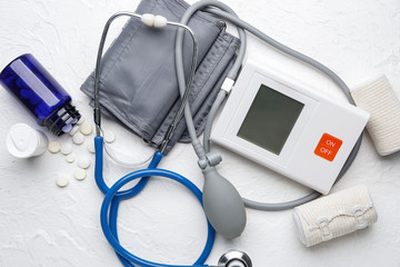 First aid kit on white background