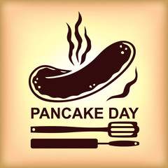 Vector illustrations of Pancake day icon on brown background