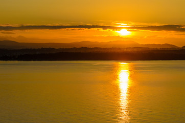 Sunset ocean beach.