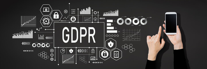 GDPR concept with person using a white smartphone