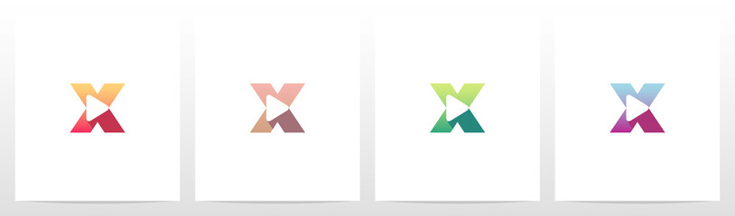 Naklejka premium Play Button On Letter Logo Design X