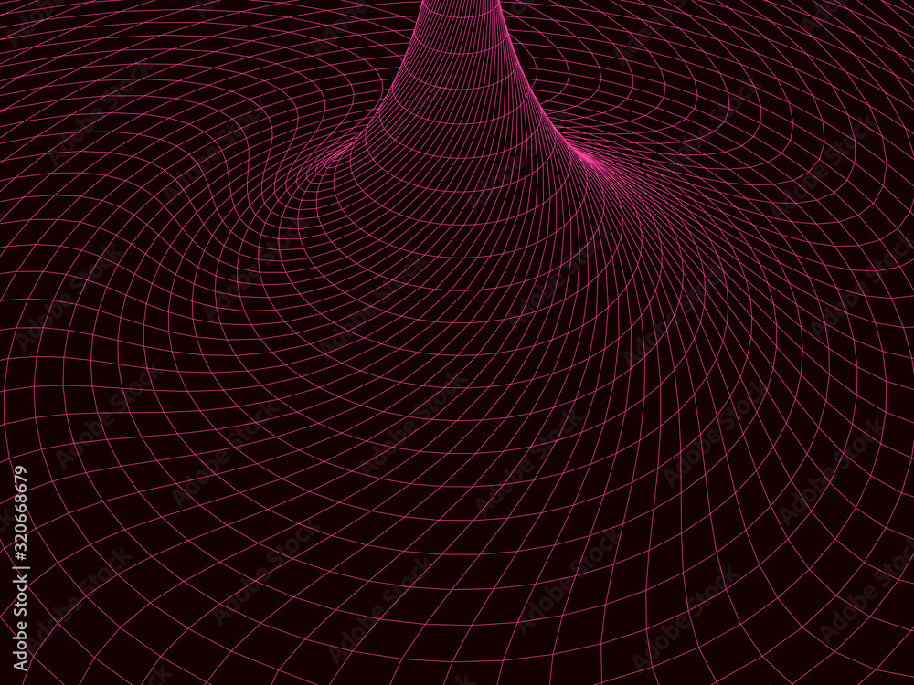 Poster wireframe abstract tunnel. 3d vector wormhole with a mesh structure. vortex. vector perspective grid